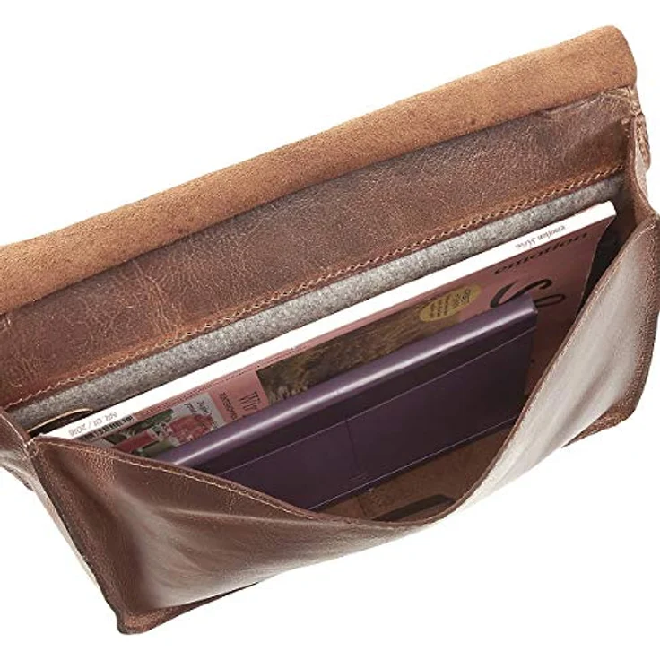 Harold's Umhängetasche Aberdeen 2908, Messengerbag S aus Rindleder, 5 Innenfächer, braun – Bild 5