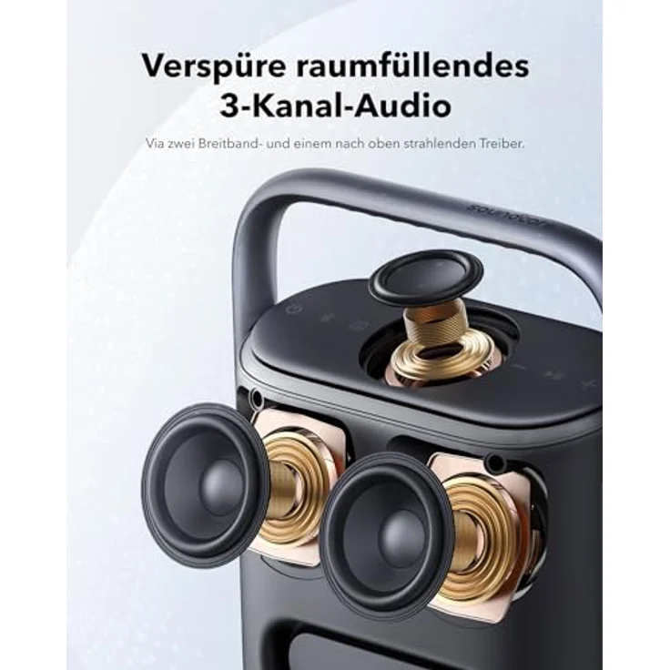 soundcore Motion X500 Tragbarer Bluetooth Lautsprecher, Kabelloser Lautsprecher Immersivem Spatial Audio, 3× Detailreicher, Kabelloses Hi-Res, 3 Treiber, Aufwärtsgerichteter Treiber harmonischem Licht – Bild 4