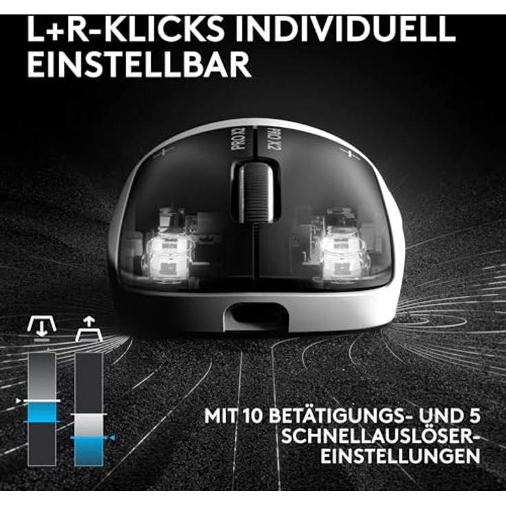 Logitech G PRO X2 SUPERSTRIKE, kabellose Gaming-Maus mit HERO 2-Sensor, 61 g schwer, anpassbare Klick-Haptik, USB-C-Aufladung, für PC/Mac/Laptop - Weiß – Bild 5