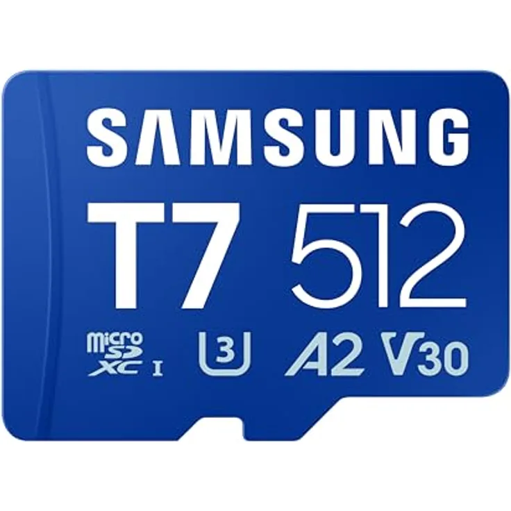 Samsung T7 microSD-Karte MB-MB512T/WW, 512 GB, UHS-I U3, Wasserfest & temperaturbeständig, für Mobile Games, Blau