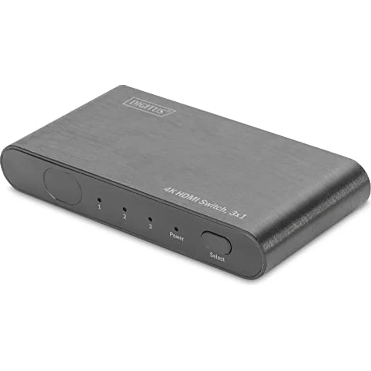 DIGITUS 4K HDMI Switch, 3x1 (3X Input, 1x Output), Ultra HD mit 60 Hz, Full 3D, HDCP 2.2, HDMI 2.0, Aluminium Gehäuse Schwarz – Bild 1
