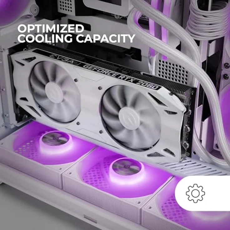 Mars Gaming MC-INFINIO, PC-Tower-Gehäuse mit gebogenem gehärtetem Glas, zwei ARGB-Lüftern, vertikaler GPU-Montage, USB-C-Anschluss, weiß – Bild 4