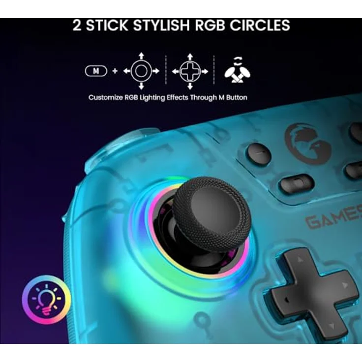 GameSir Nova Wireless Switch Pro Controller, Switch Controller mit Hall-Effekt JoySticks, RGB LED, Turbo, programmierbar, Bewegungssteuerung, Wake Up Funktion (Weiß) – Bild 3