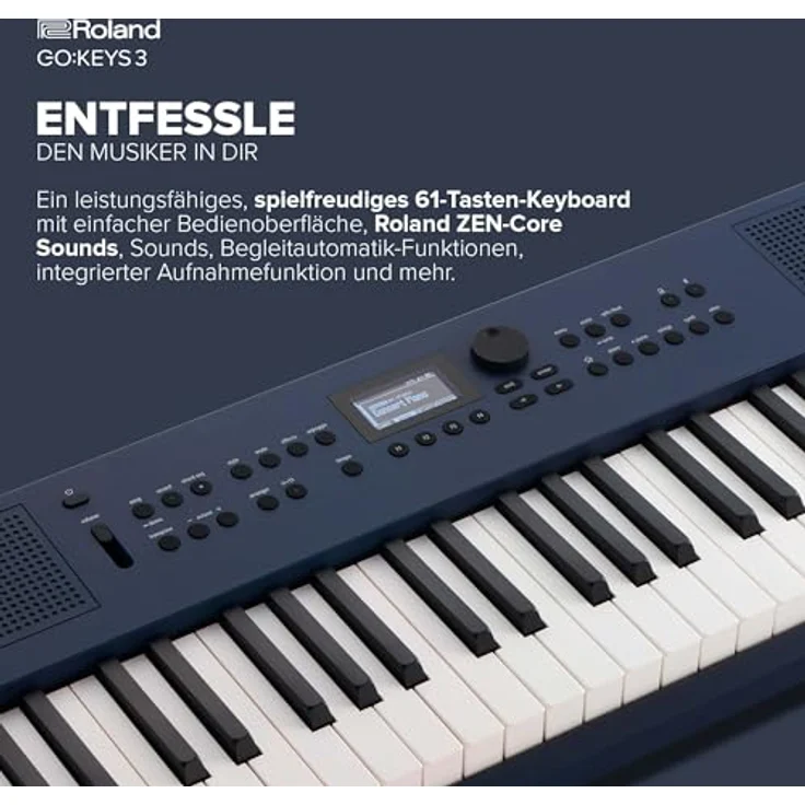 Roland GO:KEYS 3 Music Creation Keyboard | 61 Tasten | ZEN-Core Engine mit über 1000 internen Sounds | Integrierte Stereolautsprecher | Bluetooth Audio/MIDI – Midnight Blue – Bild 2