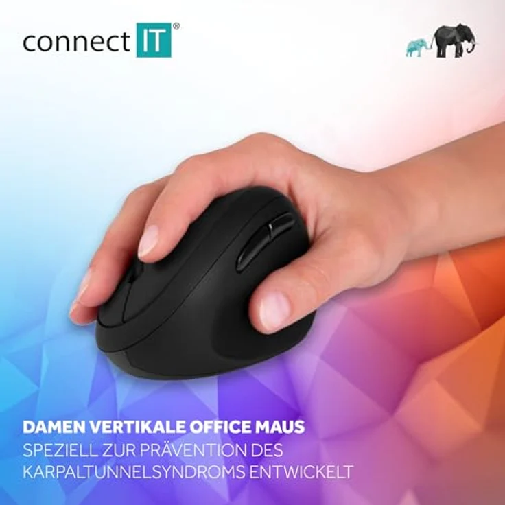 CONNECT IT for Health Damen Ergonomische Vertikale Office Maus, Drahtlos mit 2,4 GHz Technologie, Reduziert Müdigkeit, Optischer Sensor bis 1600 DPI, inkl. 1x AA-Batterien gratis – Bild 2