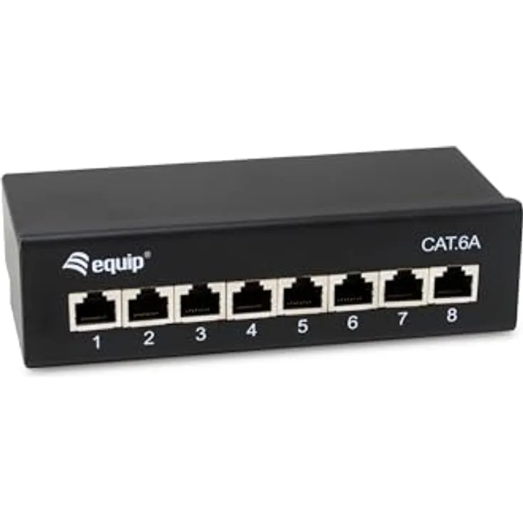 Equip 326621, 8-Ports Cat.6A geschirmtes Desktop-Patchpanel bis zu 500 MHz, schwarz