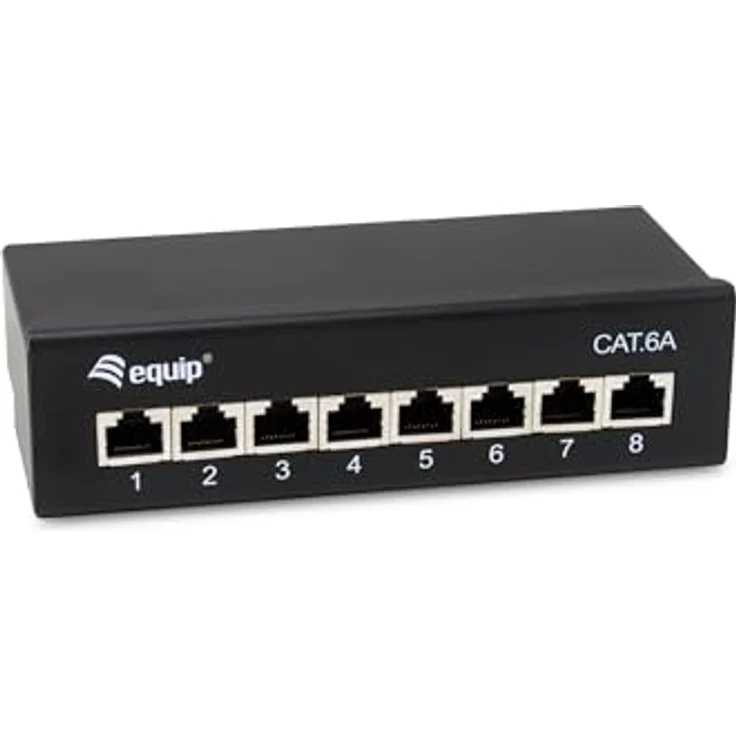 Equip 326621, 8-Ports Cat.6A geschirmtes Desktop-Patchpanel bis zu 500 MHz, schwarz – Bild 1