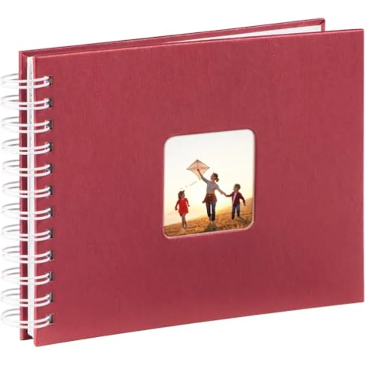 Hama Fotoalbum, 24 x 17 cm, 50 weiße Seiten, 25 Blatt, mit Ausschnitt für Bildeinschub, Fotobuch bordeaux – Bild 3