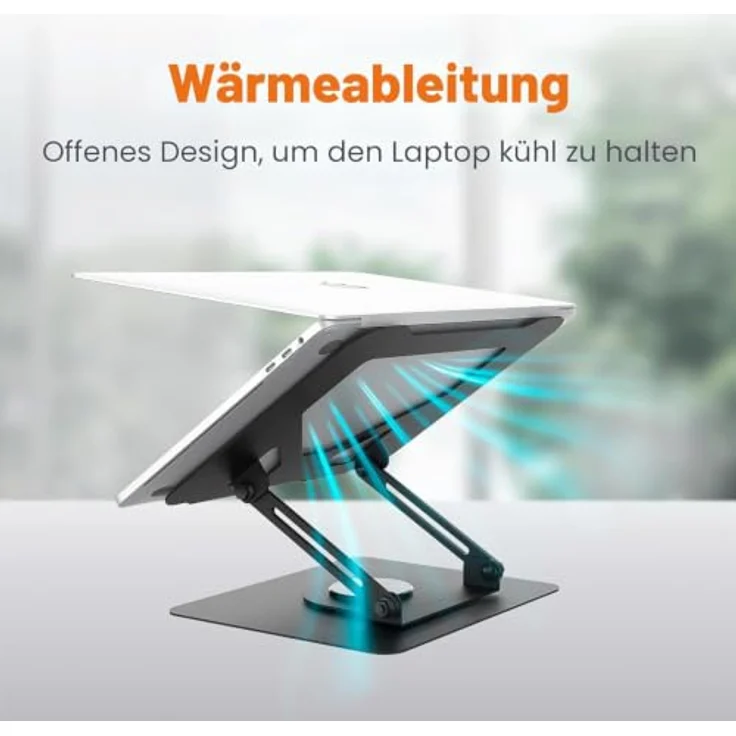 Grifema GB1050 Laptopständer, 360° drehbar, höhenverstellbar, faltbar, Metall, rutschfest, für 11–16 Zoll Laptops – Bild 5