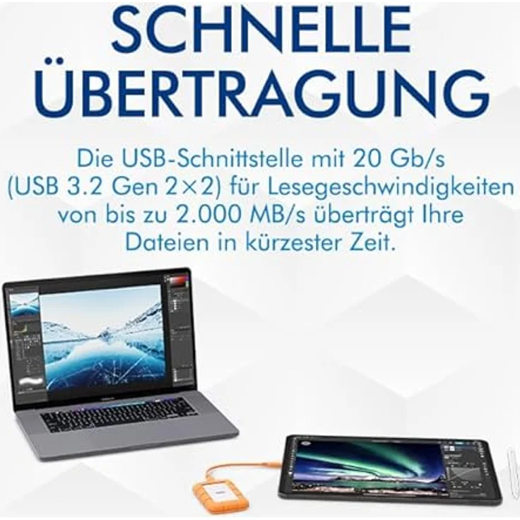 Seagate Rugged Mini externe SSD 1TB, 40 Gb/s, 2.000 MB/s,kompatibel mit PC / Mac / iPad / Thunderbolt 4 u. 3, inkl. 3 Jahre Rescue Service, Modellnr.: STMF1000400 – Bild 2