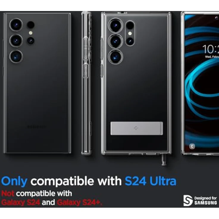 Spigen Ultra Hybrid S Hülle Kompatibel mit Samsung Galaxy S24 Ultra -Crystal Clear - PC Platte, TPU-Rahmen, Kickstand, Air Cushion Technologie, Maßgeschneidert, Transparent – Bild 2