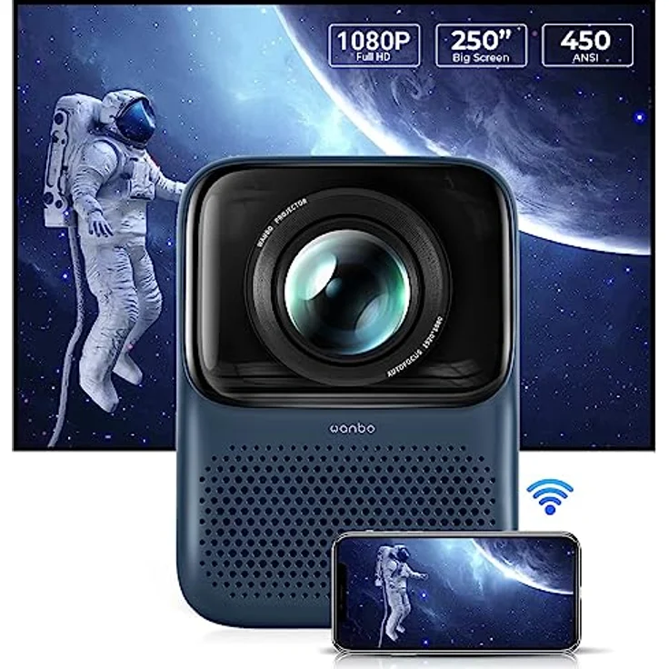 WANBO T2 MAX Business-Beamer, 450 ANSI lumens, 1920 x 1080 Pixels, Blau – Bild 5