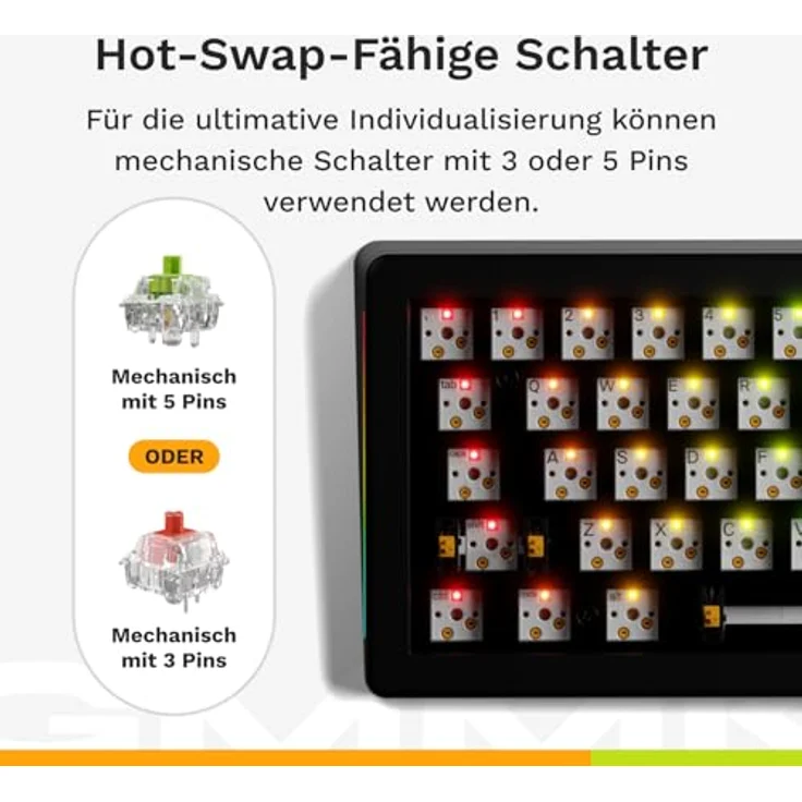 Glorious GMMK 3 75 % Custom Gaming-Tastatur - Pre-Built, ANSI (US), Fox Switches, schwarz – Bild 3