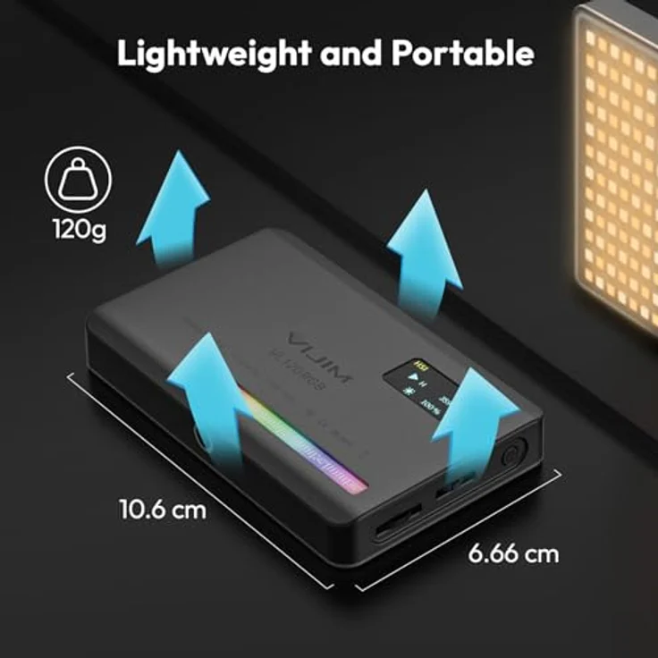 ULANZI VL120 RGB LED Videoleuchte, dimmbar 2500K-9000K mit CRI 95+, Kaltlichtschuh, 3100mAh Akku für DSLR Kamera/TikTok Live/Videofotografie/YouTube/Vlogs – Bild 5