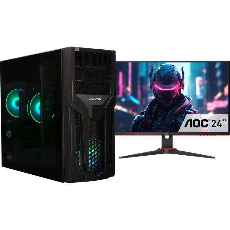 Captiva CAPTIVA PC Power Starter R84-138 TFT Bundle (Ryzen 7 8700G/SSD 1TB/16384/WLAN/Windows 11 Home 64-bit) (84138), Desktop-PC mit AMD Radeon Graphics, 1TB SSD, schwarz