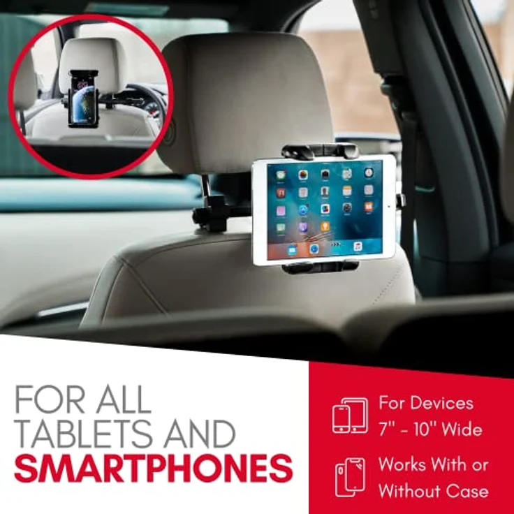 Macally KFZ-Kopfstützenhalterung für iPad Pro/Air/Mini, Tablets, Nintendo Switch schwarz – Bild 3