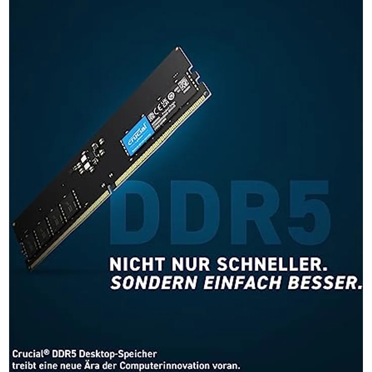 Crucial 32GB DDR5 5600MHz (oder 5200MHz oder 4800MHz) Desktop Arbeitsspeicher CT32G56C46U5 – Bild 2