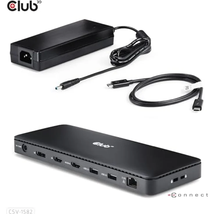 Club 3D 12-in-1 Dockingstation für USB-C / USB4 / Thunderbolt 3 & 4, 2 x HDMI, DP, 2.5GbE, 134 Watt – Bild 7