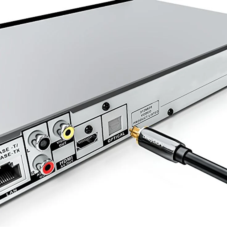 deleyCON Optisches Digital Audio Kabel - S/PDIF - 2x Toslink Stecker 1m - LWL Lichtwellenleiter Kabel - Metallstecker - 5mm - flexibel - Schwarz – Bild 6