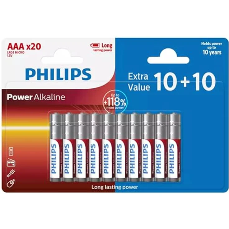 PHILIPS AAA-Batterien - LR03/1.5V - 20 Stück - Alkalin Batterie – Bild 2