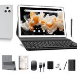 ANTEMPER Tablet (10", 128 GB, Android 12, 2,4G+5G, Silber) mit Tastatur und Stift(1TB TF) MTK Octa-Core2.0GHz, 7000mAh Akku