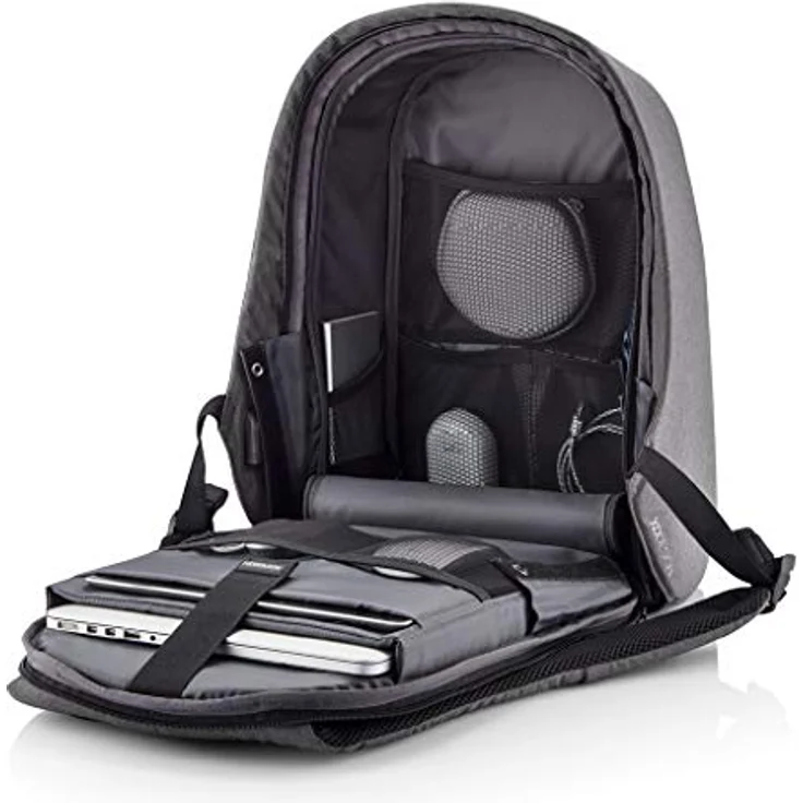 XD Design Bobby Hero Small, Rucksack mit RFID-Schutz und Laptopfach für 38 cm Geräte, grau – Bild 4