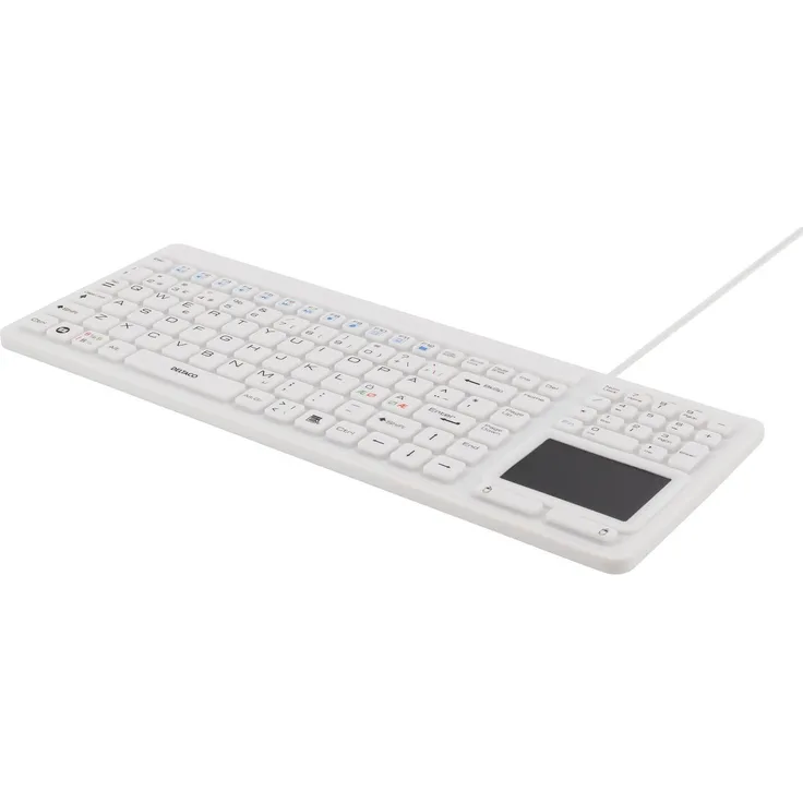 DELTACO Tastatur TB-506, Silikon mit Touchpad, IP68, 105 + 12 Medien, weiß