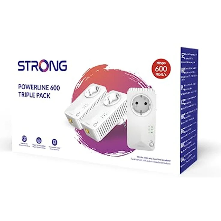 STRONG Powerline 600 Triple Pack | enthält 3 Powerline 600 Adapter | bis zu 600 Mbit/s |HomePlug AV Standard | Reichweite über 300 m | Verbindung über Ethernet-Kabel – Bild 5