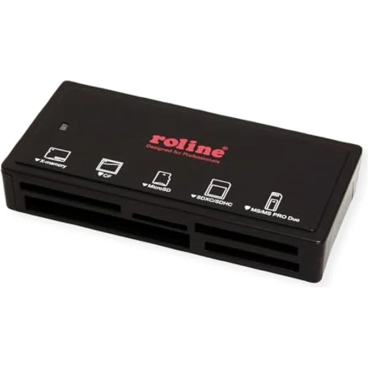 ROLINE USB 3.2 Gen 1 Multi Card Reader, schwarz, kompatibel mit CF, MMC und Memory Stick, plug&play Unterstützung – Bild 1