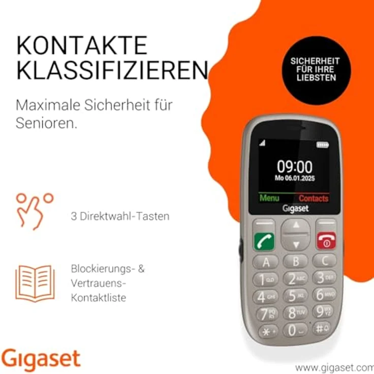 Gigaset GL395 2G Smartphone mit 2,2" TFT-Display, 0,3 MP Kamera, IP44, Single SIM, Titanium Silver – Bild 4