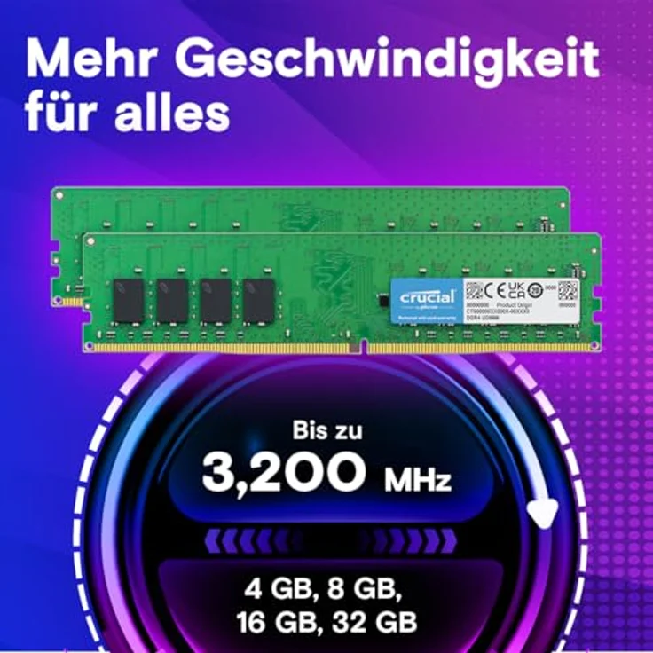 Crucial CT8G4DFS824A 8GB Speicher (DDR4, 2400 MT-s, PC4-19200, Single Rank x 8, DIMM, 288-Pin) - Preisvergleich – Bild 2