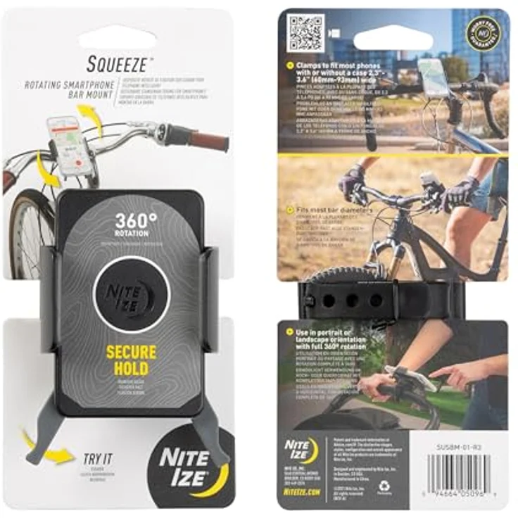NITE Ize Squeeze Handyhalterung Fahrrad, für Handys bis 93mm Breite, drehbare Basis für Quer- und Hochformat – Bild 9