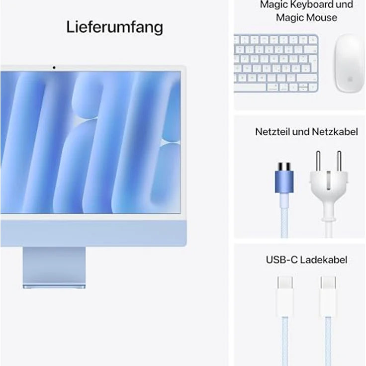 Apple iMac 24" (2024), MWUF3D/A, Apple M4 8-Core GPU, 16 GB RAM, 256 SSD, Blau – Bild 6