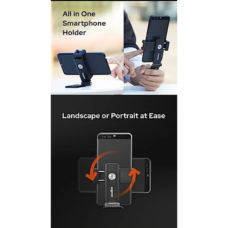 Godox Metal Collapsible Smartphone Bracket, Zusammenklappbare Halterung aus Metall für Smartphones, Schwarz – Bild 4