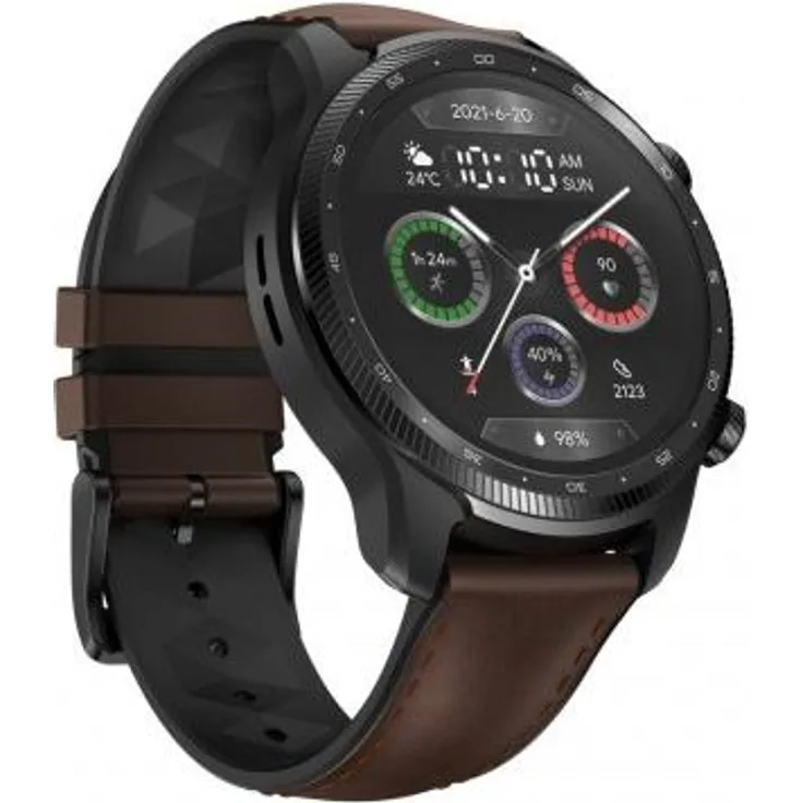 Mobvoi TicWatch Pro 3 Ultra LTE Smartwatch GPS, Unisex, 47mm, Edelstahlgehäuse, Kautschukarmband, Schwarz/Braun