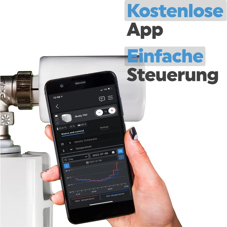Shelly TRV Smart Home Heizkörperthermostat, digitale Steuerung der Heizung per App & WLAN, einfache Installation, WiFi Heizungsthermostat, kompatibel mit Amazon Alexa & Google Home, mit Akku, weiß – Bild 9