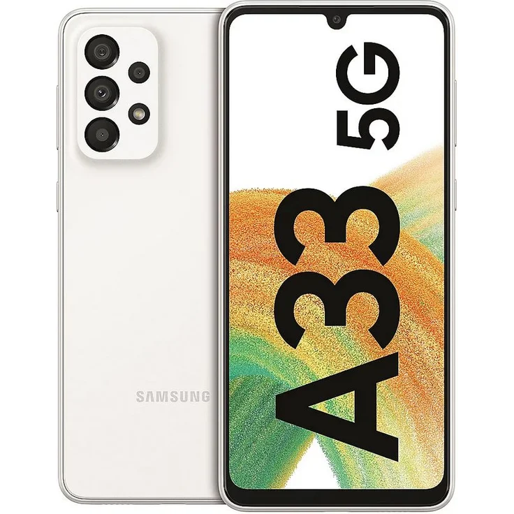 Samsung Galaxy A33 5G Smartphone 16,2 cm (6,4 Zoll) Super AMOLED-Display, 128GB interner Speicher, 6GB RAM, Dual-SIM, Android 12, Awesome White – Bild 1
