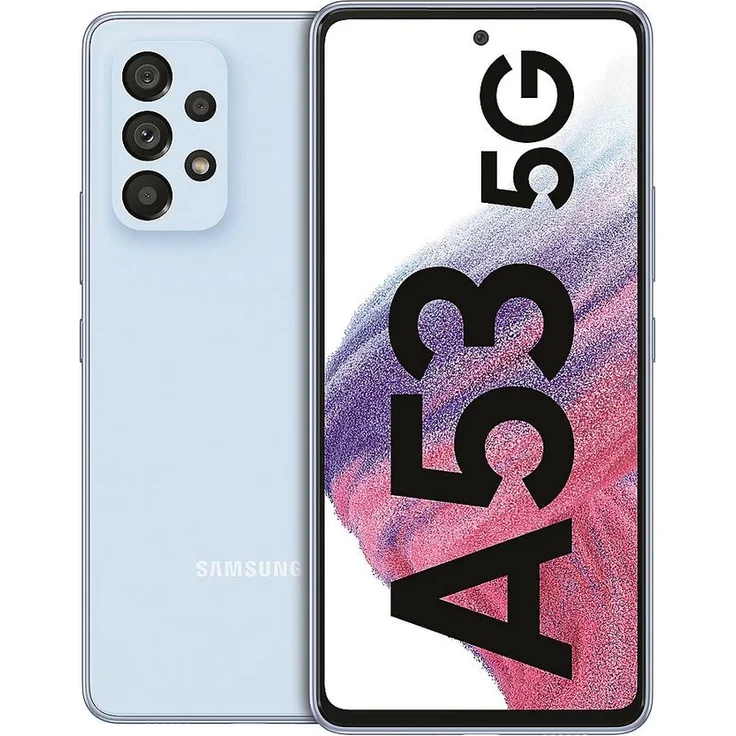Samsung Galaxy A53 5G Smartphone 16,51cm (6,5 Zoll) AMOLED-Display, 128GB interner Speicher, 6GB RAM, Dual-SIM, Android 12, Awesome Blue – Bild 1