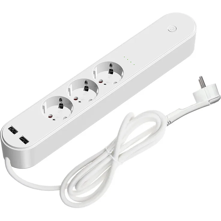 essentials Smarte 3-fach Steckdosenleiste mit 2 USB-Ports für eine smarte Gerätesteuerung per App – WiFi Mehrfachsteckdose mit flexibler Zeitplanerstellung & Sprachsteuerung über WLAN, weiß