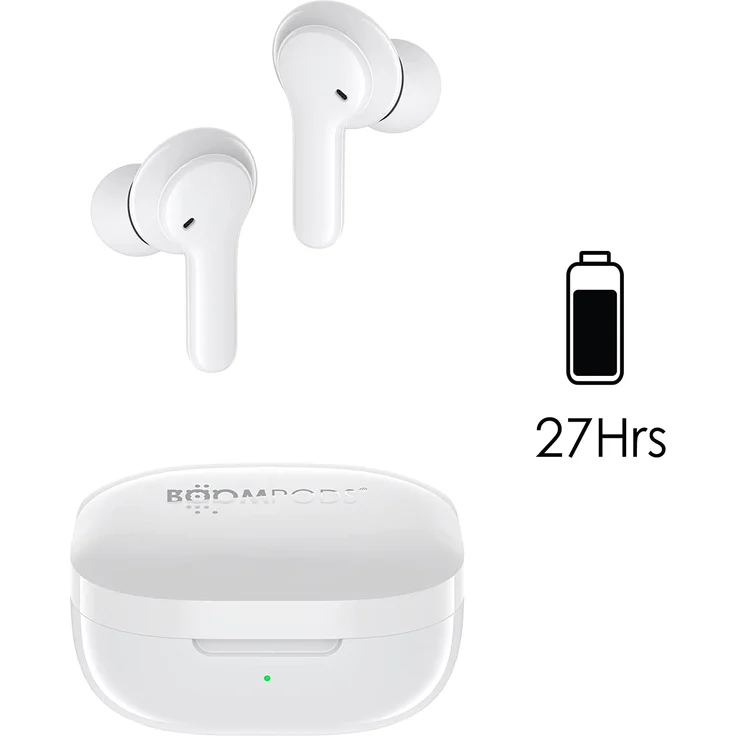 Boompods Bassline Compact HiFi In Ear Kopfhörer Bluetooth Weiß Headset, Klang-Personalisierung, Lautstärkeregelung, weiß – Bild 4