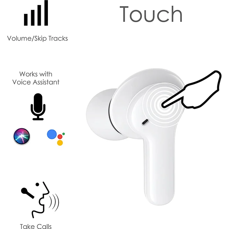 Boompods Bassline Compact HiFi In Ear Kopfhörer Bluetooth Weiß Headset, Klang-Personalisierung, Lautstärkeregelung, weiß – Bild 2