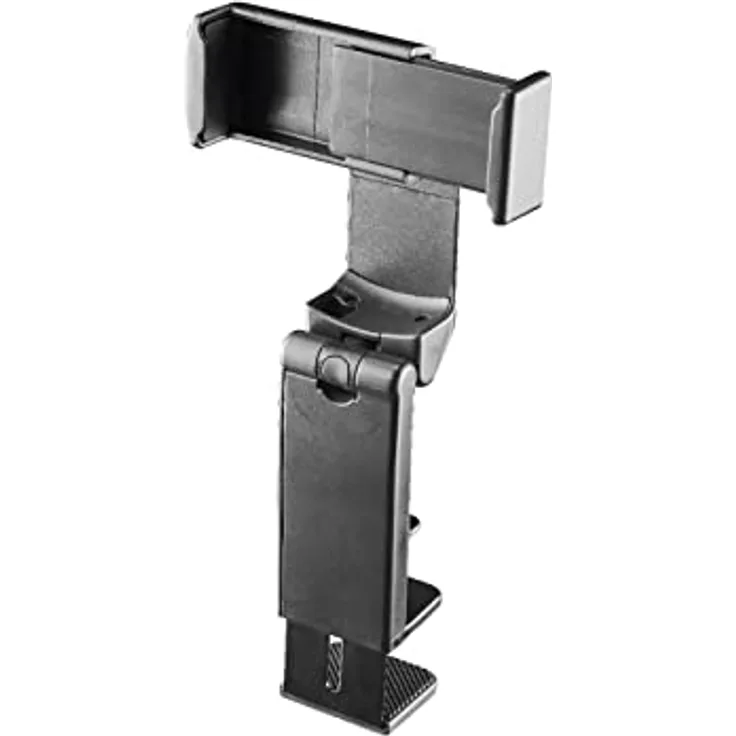 cellularline | Travel Holder | Kompakte Smartphone-Halterung für die Reise - Zange-Halterung - Ausgestattet mit doppeltem Gelenk mit 360° Drehung - Schwarz