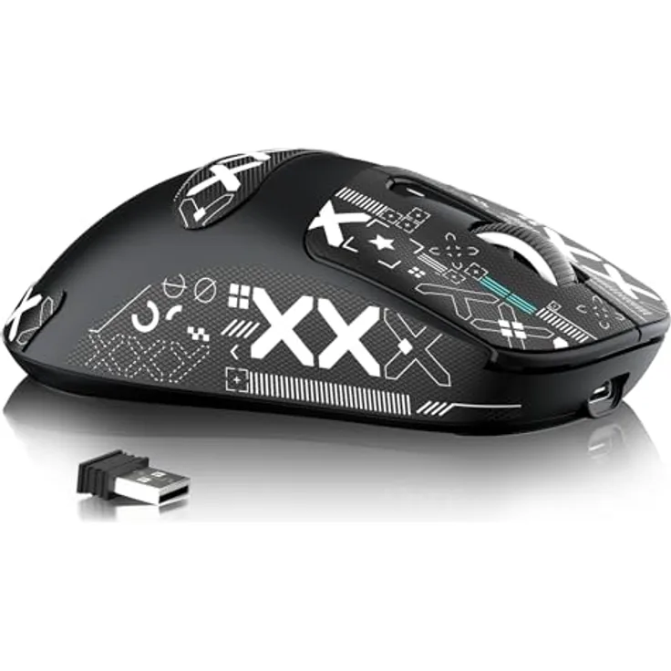 ATTACK SHARK X3MAX, 49g SUPERLIGHT Gaming Mouse mit PixArt PAW3950 Sensor, 42000 DPI, BT/2.4G Wireless/Wired, 200 Stunden Akku, Schwarz