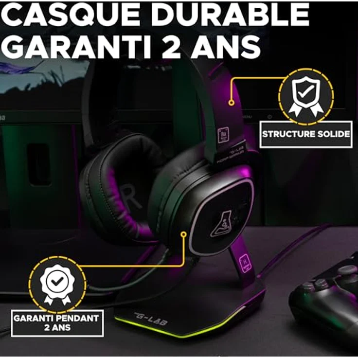 THE G-LAB Korp Barium, Gaming-Kopfhörer mit hochwertigem Stereo-Sound, flexiblem Mikrofon, 3,5 mm Klinkenstecker, drehbaren Ohrmuscheln, ultra Komfort – Schwarz – Bild 5