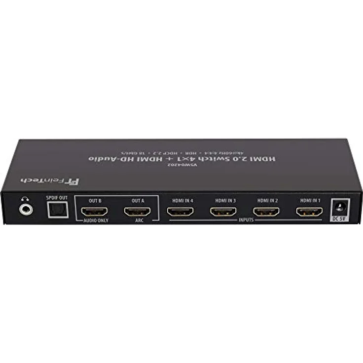 FeinTech VSW04202 HDMI 2.0 Switch 4x1 HD-Audio Extractor 7.1 ARC 4K 60Hz HDR CEC – Bild 2