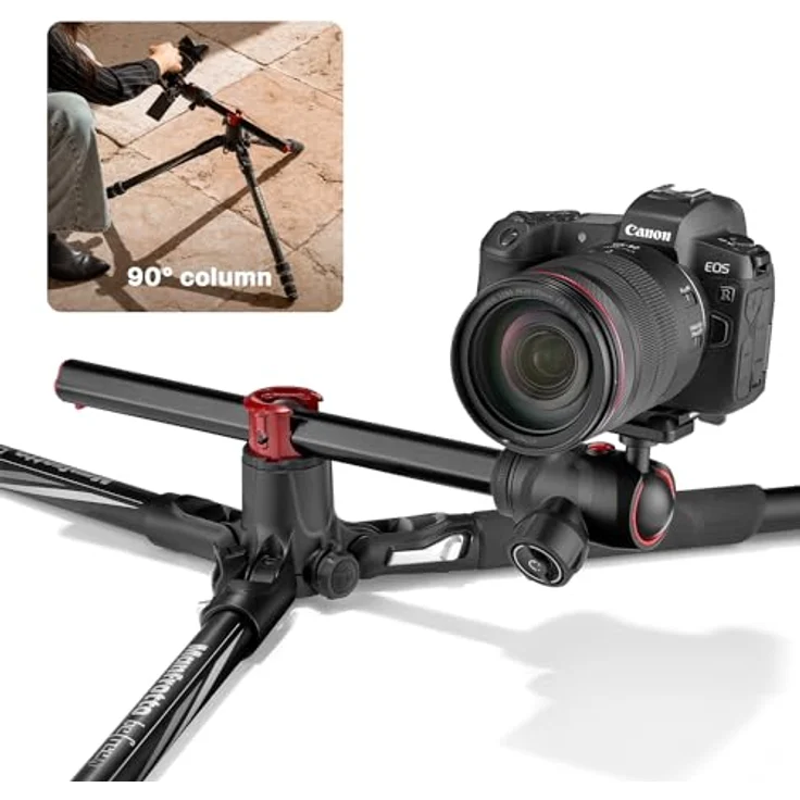 Manfrotto Befree GT XPRO Aluminium: Stativ mit Kugelkopf 496, M-Lock-System, 90-Grad-Säule, 200PL-PRO-Platte, für DSLR- oder CSC-Kamera mit langem Objektiv, Makrofotografie, Aluminium, MKBFRA4GTXP-BH – Bild 5