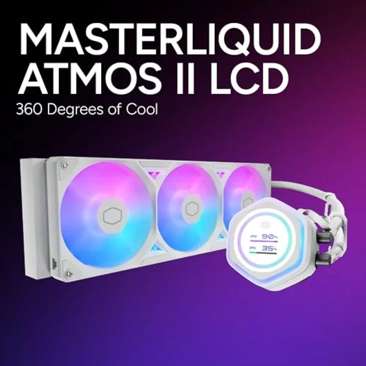 Cooler Master MasterLiquid Atmos II LCD 360, CPU Wasserkühler mit 2,1-Zoll-LCD-Display, 360-mm-Radiator, Weiss – Bild 3