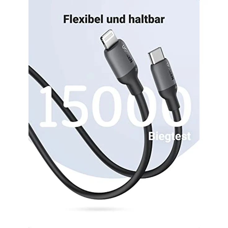Ugreen USB Typ-C zu Lightning Ladekabel MFI zertifiziert Datenkabel Chip C94 Power Delivery Schnellladekabel Schwarz – Bild 6