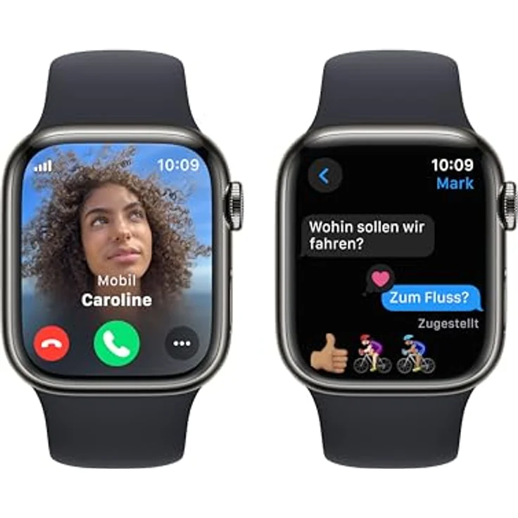 Apple Watch Series 9 GPS + Cellular, 41 mm Edelstahlgehäuse Graphit, Sportarmband Mitternacht – S/M – Bild 4