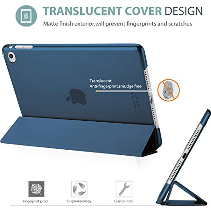 ProCase Hülle für iPad Air 2 (2014 Release), Ultraleichte Stand Schutzhülle mit Translucent Frosted Rückseite, Automatischer Sleep/Wake-Funktion - Navy – Bild 3